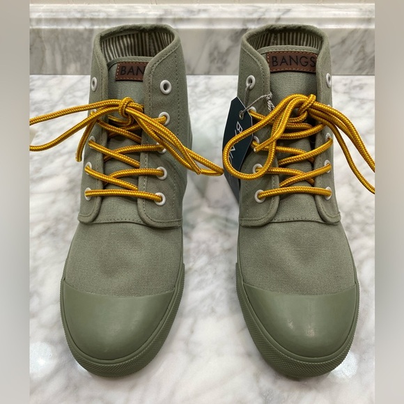 NWT BANGS Green Canvas Sneakers with Yellow Laces Size 8.5 - Picture 11 of 16